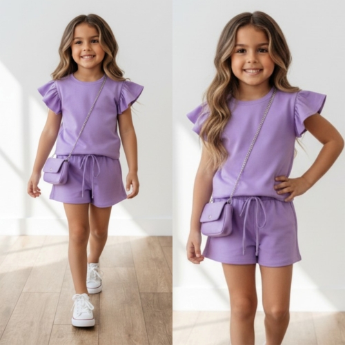 meisjes set paars met tasje