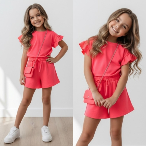 meisjes set roze met tasje (2)