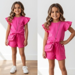 meisjes set roze met tasje meisjes set roze met tasje