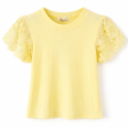 meisjes t shirt geel kanten mouwen meisjes t shirt geel kanten mouwen