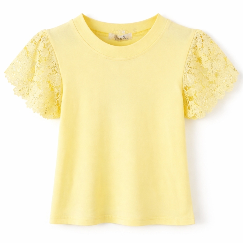 meisjes t shirt geel kanten mouwen meisjes t shirt geel kanten mouwen