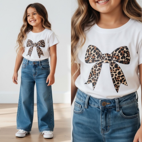 meisjes t shirt wit leopard strik meisjes t shirt wit leopard strik
