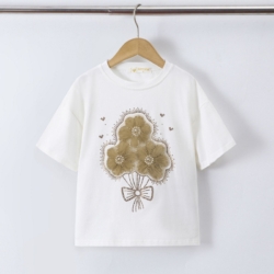 meisjes wit t shirt bloemen