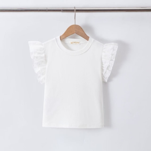meisjes witte ruffle top broderie