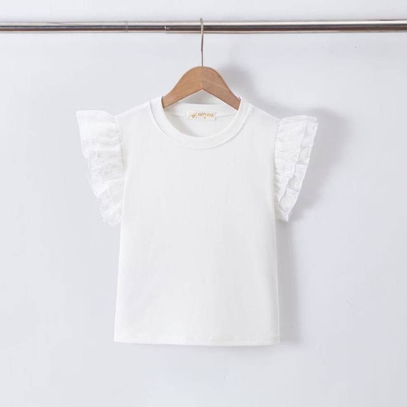 meisjes witte ruffle top broderie