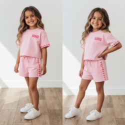 meisjes zomer set lichtroze soho met roze hartjes meisjes zomer set lichtroze soho met roze hartjes