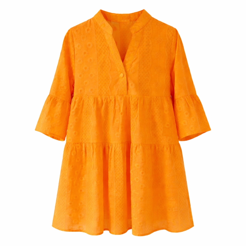 meisjes zomerjurk oranje korte mouwen meisjes zomerjurk oranje korte mouwen