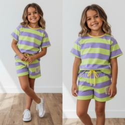 meisjes zomerset gestreept paars lime