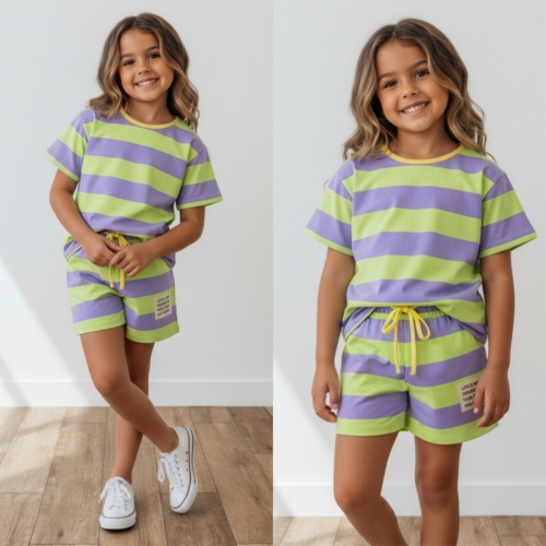 meisjes zomerset gestreept paars lime