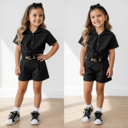meisjes zomerset zwart blouse en short met knoop meisjes zomerset zwart blouse en short met knoop