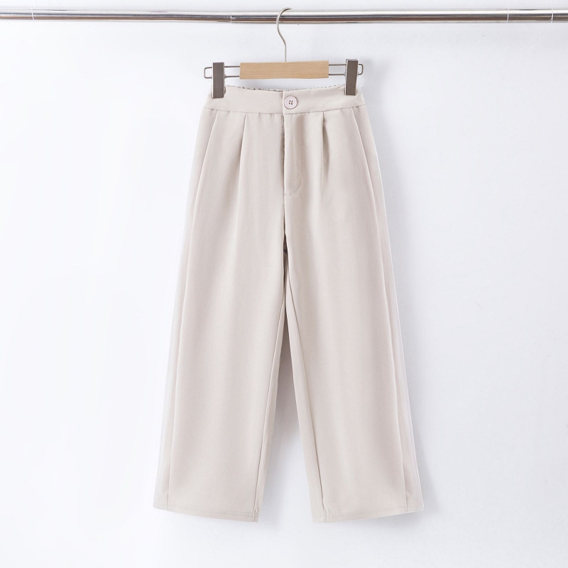 pantalon meisjes beige zachte stof wijde pijp