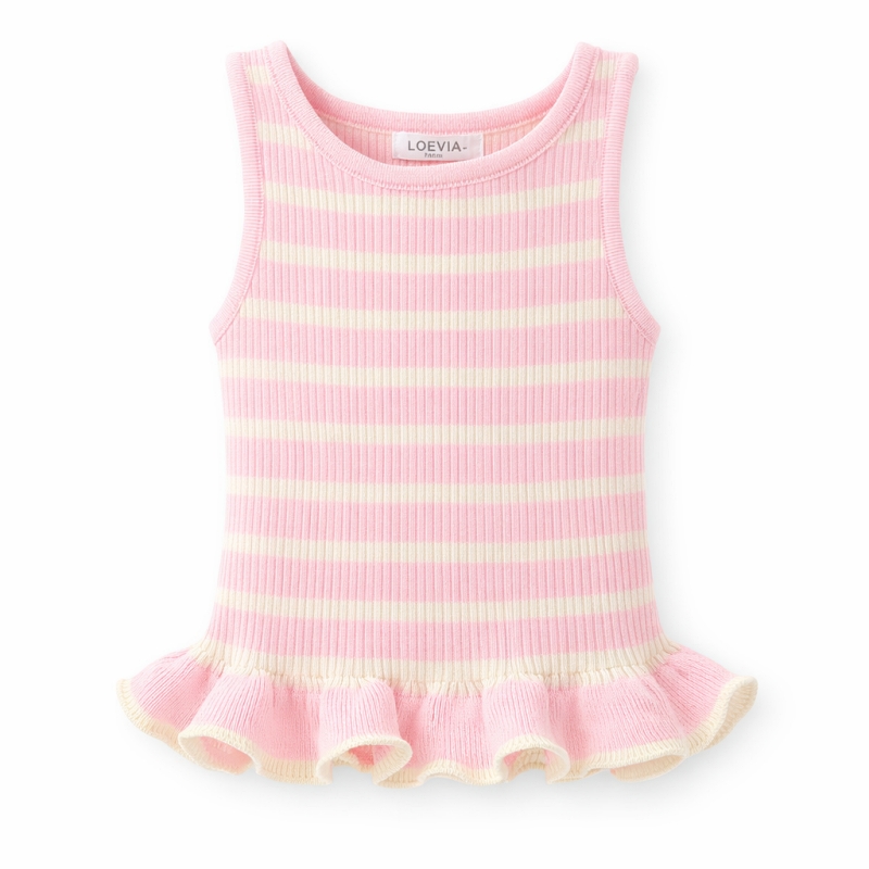 roes rib top gestreept roze geel roes rib top gestreept roze geel