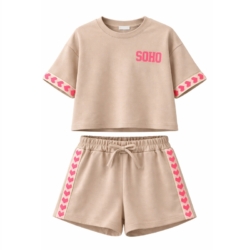 soho set korte broek hartjes beige
