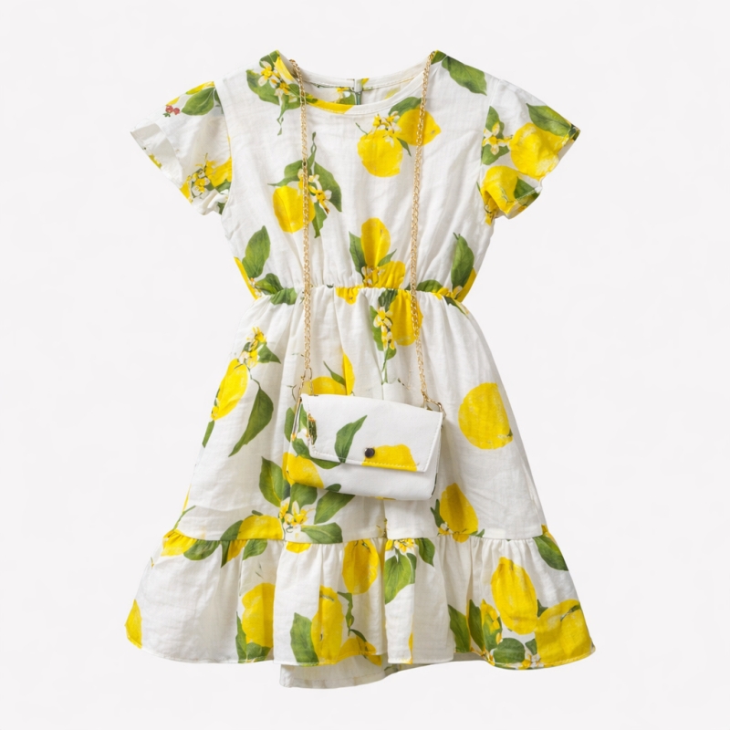 zomerjurk meisje citroenen korte mouwen