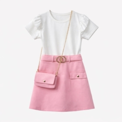 zomerjurk meisje roze korte mouwen