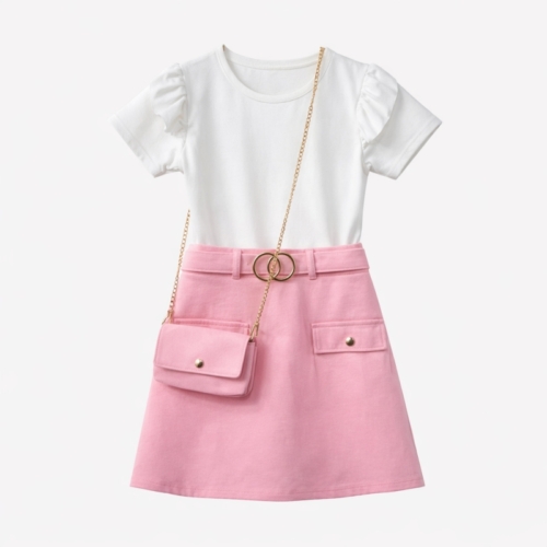 zomerjurk meisje roze korte mouwen