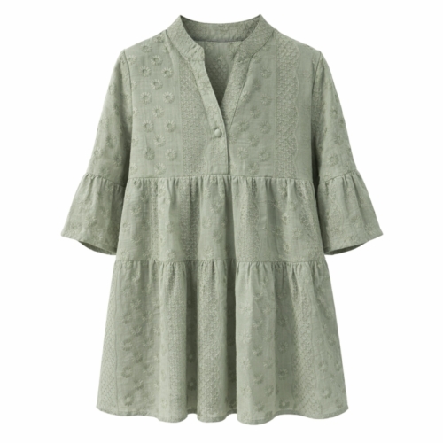 zomerjurk meisjes khaki korte mouwen katoen