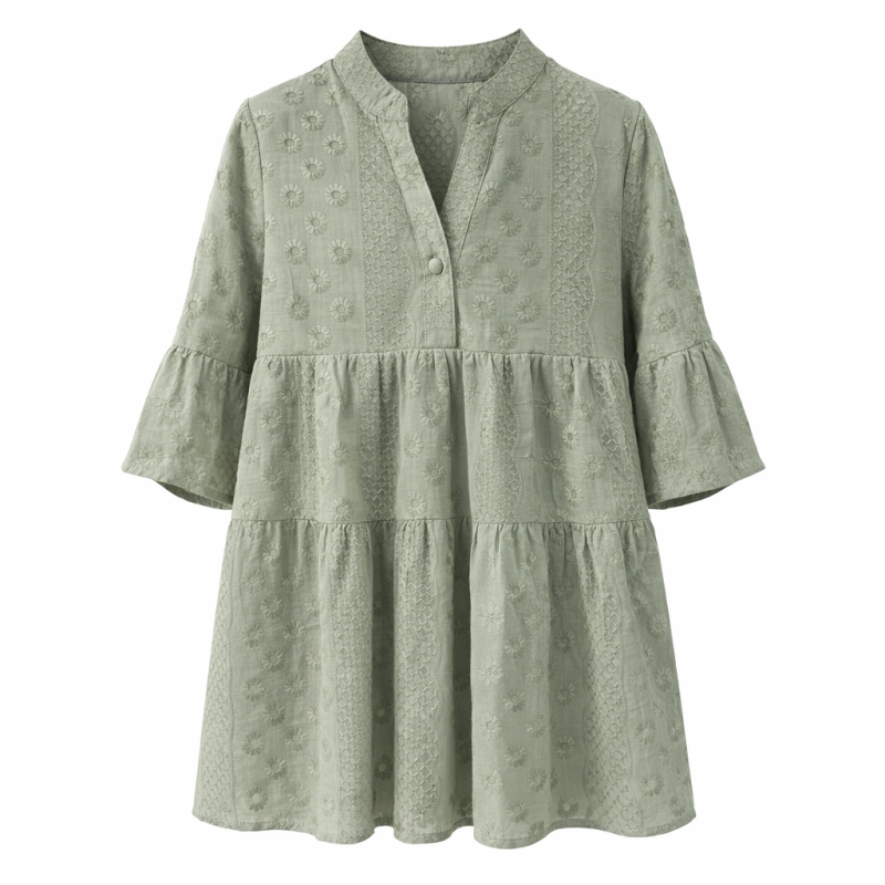 zomerjurk meisjes khaki korte mouwen katoen zomerjurk meisjes khaki korte mouwen katoen