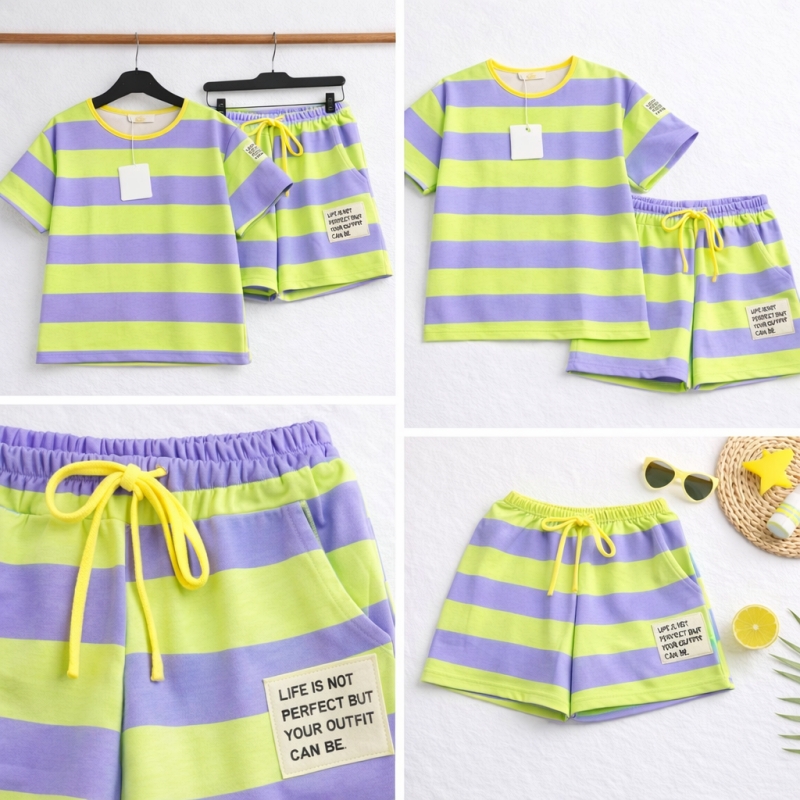 zomerset meisje strepen paars geel groen