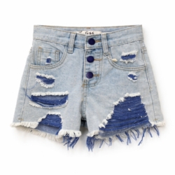 Lichte blauwe versleten denim shorts Lichte blauwe versleten denim shorts