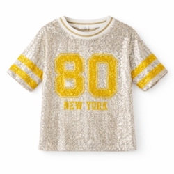 glitter baseball shirt newyork geel