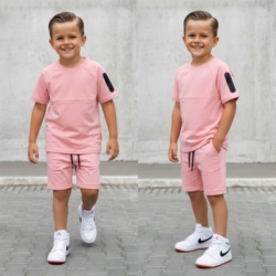 jongens roze zomer set icon shirt short