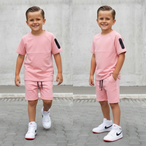 jongens roze zomer set icon shirt short