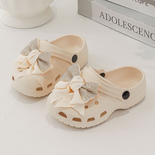 meisjes clogs beige met strik glitter zomerschoenen