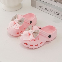 meisjes clogs roze met strik glitter zomerschoenen
