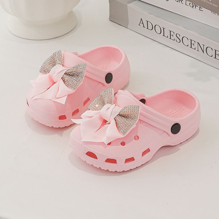 meisjes clogs roze met strik glitter zomerschoenen