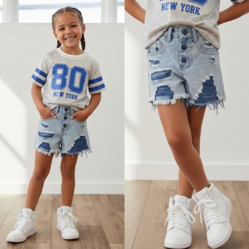 meisjes denim short blauw 1 meisjes denim short blauw 1