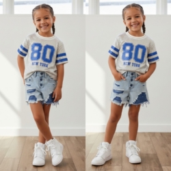 meisjes glitter t shirt new york blauw