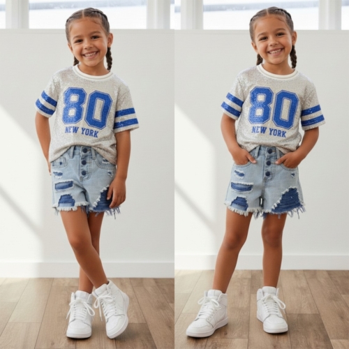 meisjes glitter t shirt new york blauw meisjes glitter t shirt new york blauw