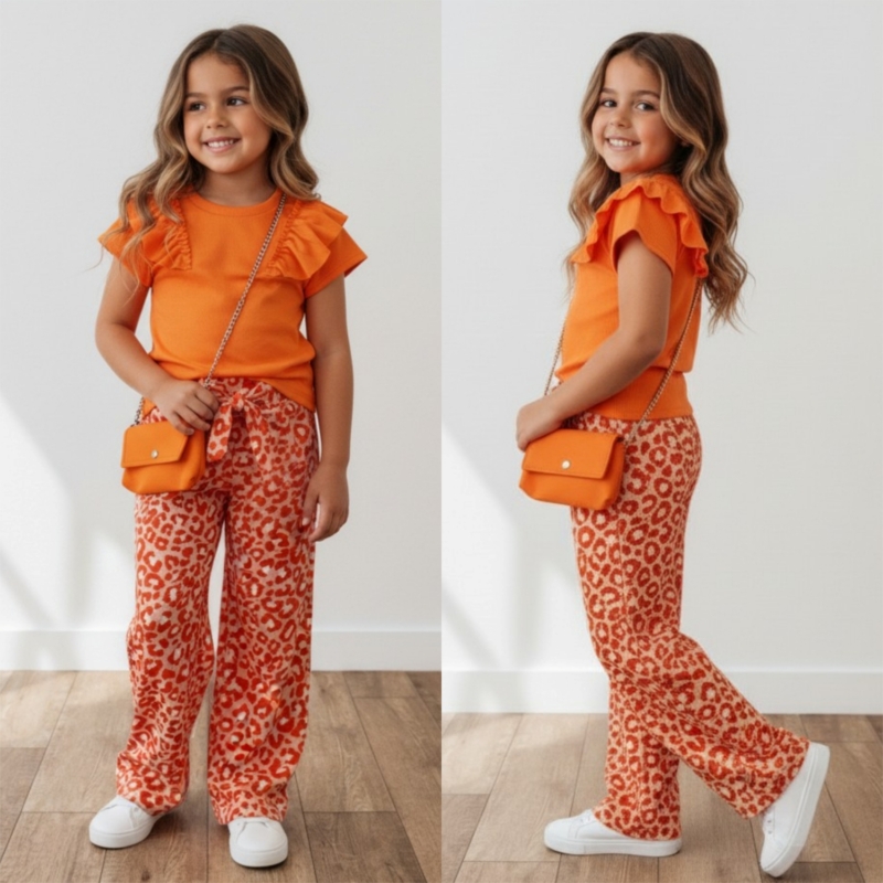meisjes jogger panterprint oranje meisjes jogger panterprint oranje