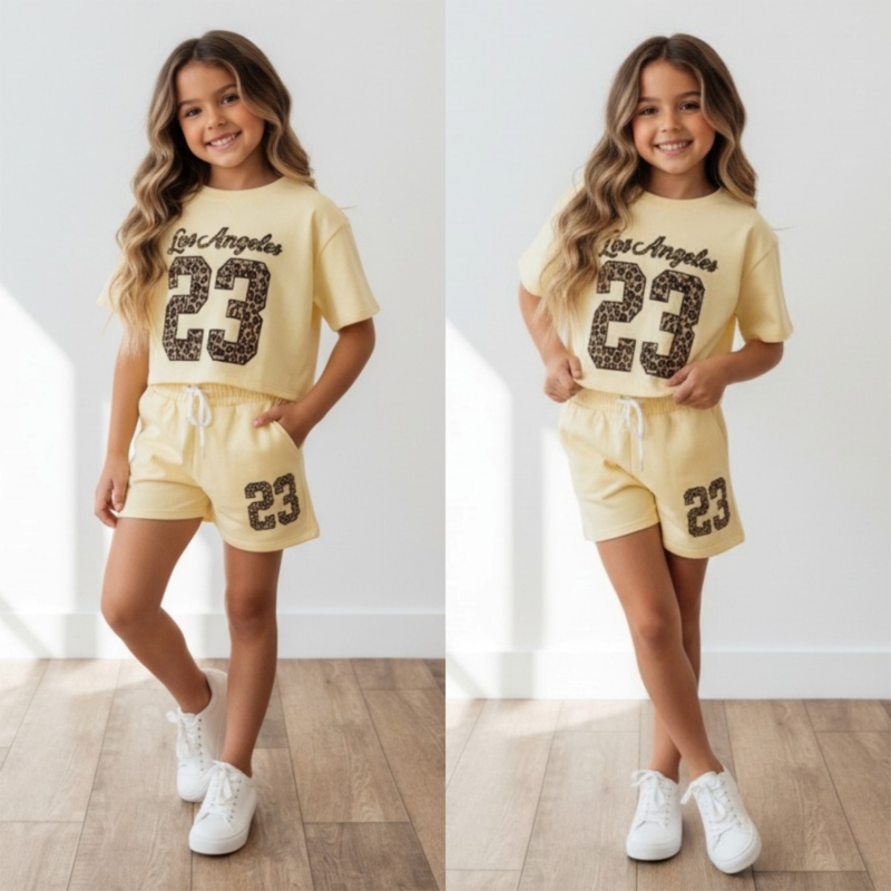 meisjes zomerset geel los angeles 23 crop top short