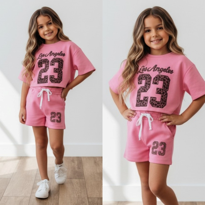 meisjes zomerset roze los angeles 23 crop top short