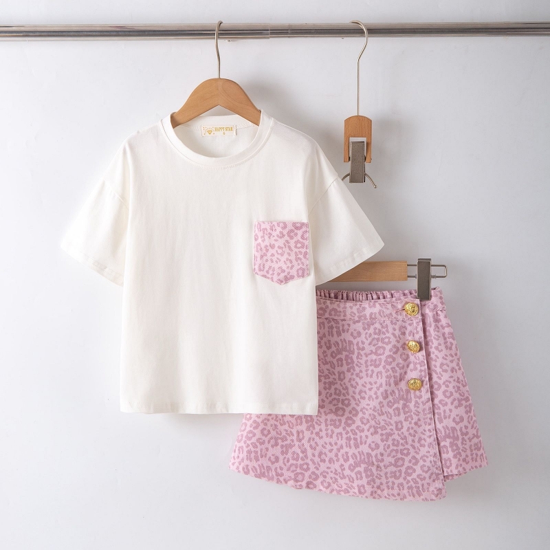 zomerset meisjes tshirt en rok leopard roze