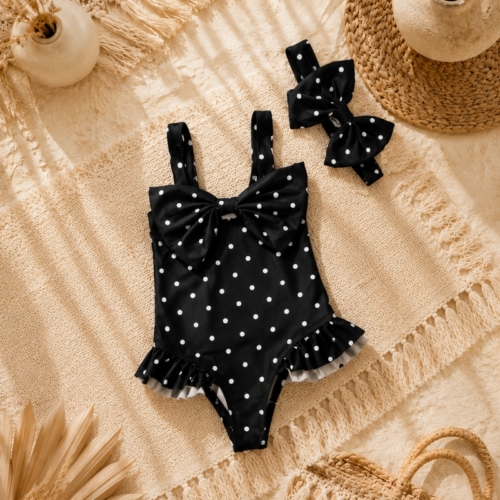 meisjes baby badpak zwart met stippen
