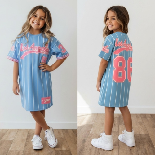 meisjes baseball jurkje blauw meisjes baseball jurkje blauw