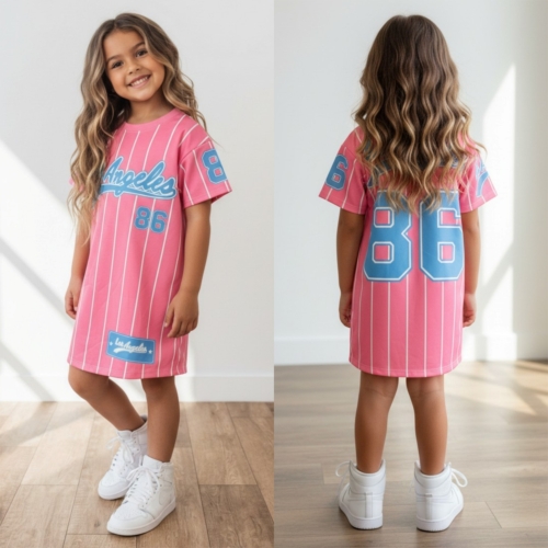 meisjes baseball jurkje roze meisjes baseball jurkje roze