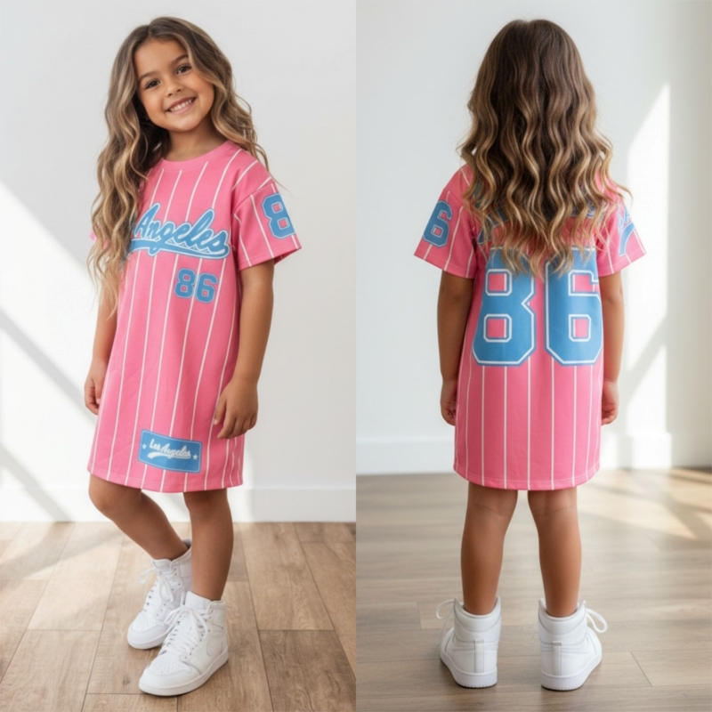 meisjes baseball jurkje roze