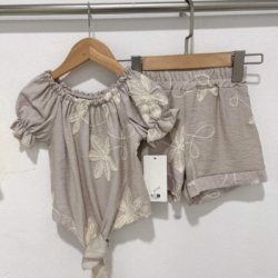 meisjes set beige zachte stof zomert meisjes set beige zachte stof zomert