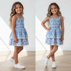 meisjes zomerjurkje blauw wit