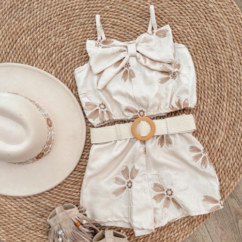 set bloemen zomer meisje beige set bloemen zomer meisje beige