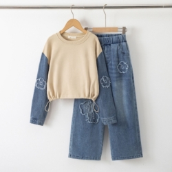 denim set beige