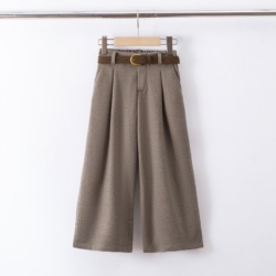meisjes pantalon bruin wijde fit
