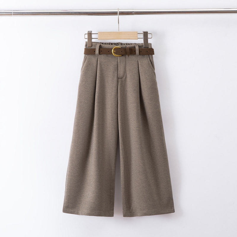meisjes pantalon bruin wijde fit