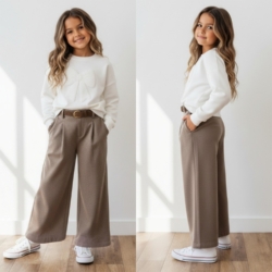 meisjes pantalon camel grijs