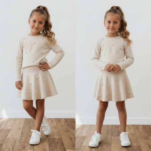 meisjes set beige crème (2)