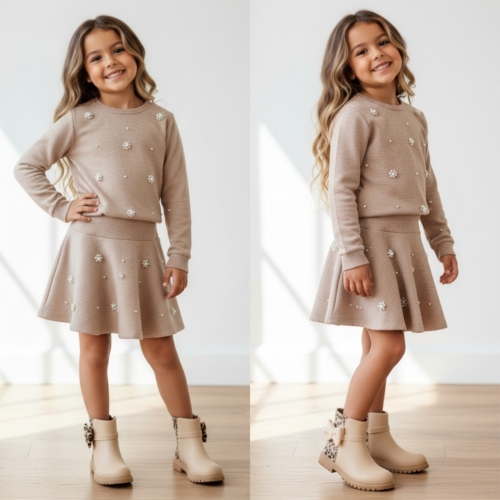 meisjes set taupe